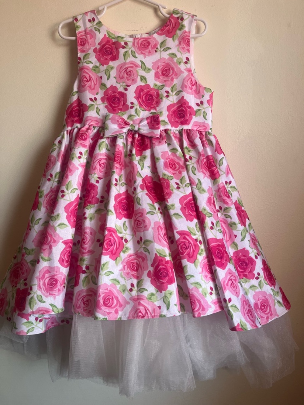 American Princess Girls Pink Floral Bow Party Dress 6X